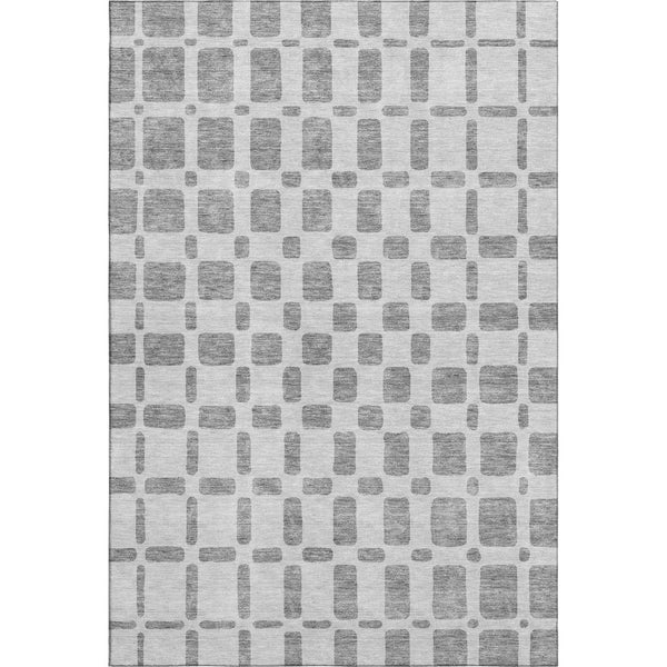 HomeRoots 5' X 8' Gray And Ivory Geometric Area Rug - Stain-Resistant, UV Protected, Easy Care for Modern Homes 669272