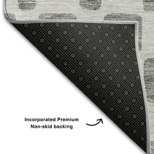 HomeRoots 5' X 8' Gray And Ivory Geometric Area Rug - Stain-Resistant, UV Protected, Easy Care for Modern Homes 669272