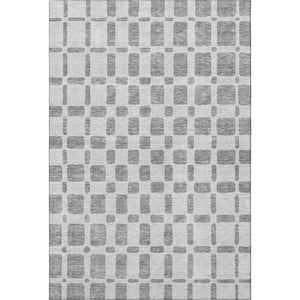 HomeRoots 5' X 8' Gray And Ivory Geometric Area Rug - Stain-Resistant, UV Protected, Easy Care for Modern Homes 669272