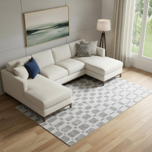 HomeRoots 9' X 12' Gray and Ivory Geometric Area Rug - UV Protected, Stain-Resistant, Perfect for Modern Homes! 669275