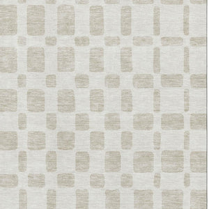 HomeRoots 5' X 8' Ivory and Beige Geometric Area Rug - Washable, UV Protected, Durable for High-Traffic Spaces 669278