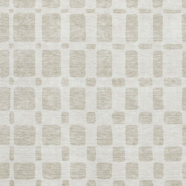 HomeRoots 8' X 10' Washable Ivory & Beige Geometric Area Rug with UV Protection for Homes with Kids & Pets 669280