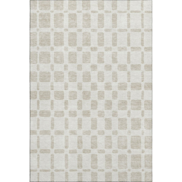 HomeRoots 9' X 12' Ivory and Beige Geometric Area Rug - Washable, UV-Protected, Perfect for Busy Homes! 669281