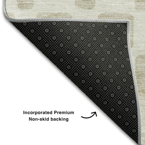 HomeRoots 9' X 12' Ivory and Beige Geometric Area Rug - Washable, UV-Protected, Perfect for Busy Homes! 669281