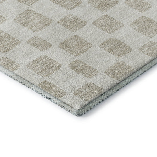 HomeRoots 9' X 12' Ivory and Beige Geometric Area Rug - Washable, UV-Protected, Perfect for Busy Homes! 669281