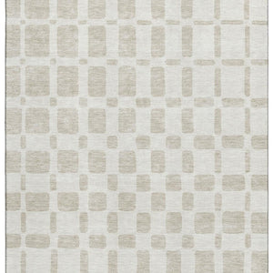 HomeRoots 9' X 12' Ivory and Beige Geometric Area Rug - Washable, UV-Protected, Perfect for Busy Homes! 669281