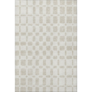 HomeRoots 9' X 12' Ivory and Beige Geometric Area Rug - Washable, UV-Protected, Perfect for Busy Homes! 669281