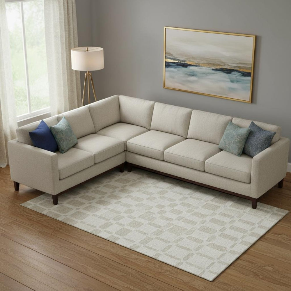 HomeRoots 10' X 14' Ivory & Beige Geometric Area Rug – Washable, UV Protected, Durable for Busy Homes & Pets 669282