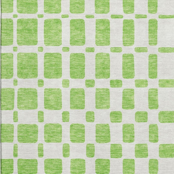 HomeRoots 8' X 10' Vibrant Lime Green and Ivory Geometric Area Rug - Washable, UV Protected, Pet-Friendly Decor 669286
