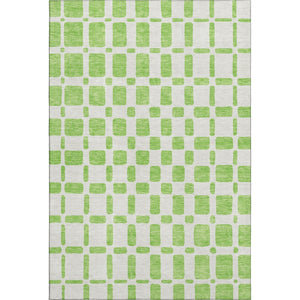 HomeRoots 9' X 12' Vibrant Lime Green & Ivory Geometric Area Rug with UV Protection for Easy Care & Style 669287