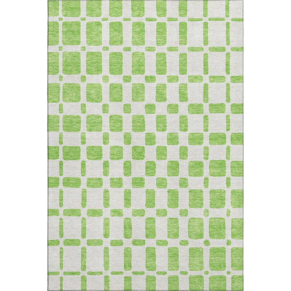 HomeRoots 9' X 12' Vibrant Lime Green & Ivory Geometric Area Rug with UV Protection for Easy Care & Style 669287