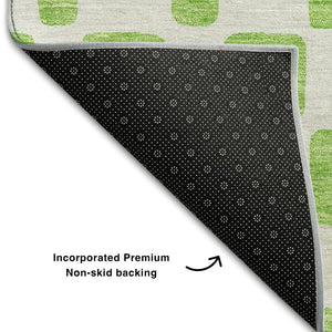 HomeRoots 9' X 12' Vibrant Lime Green & Ivory Geometric Area Rug with UV Protection for Easy Care & Style 669287