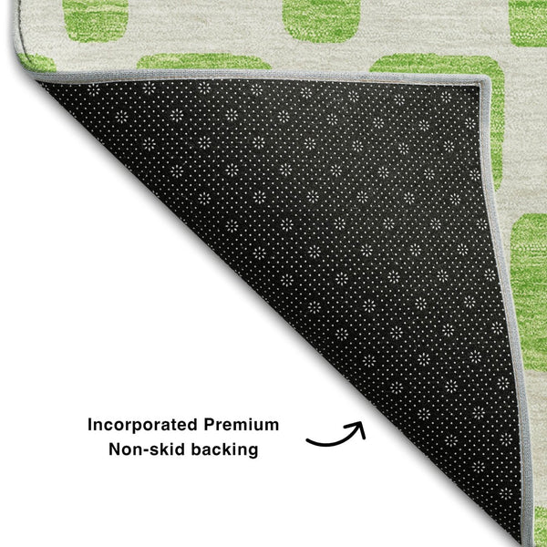 HomeRoots 9' X 12' Vibrant Lime Green & Ivory Geometric Area Rug with UV Protection for Easy Care & Style 669287
