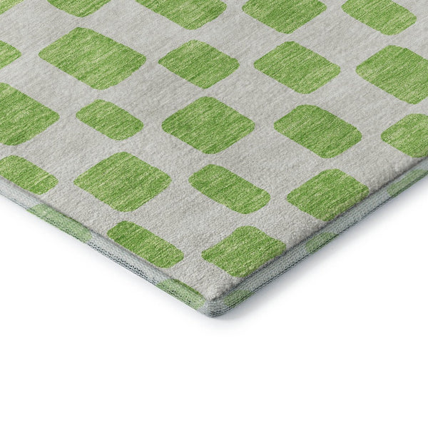 HomeRoots 9' X 12' Vibrant Lime Green & Ivory Geometric Area Rug with UV Protection for Easy Care & Style 669287