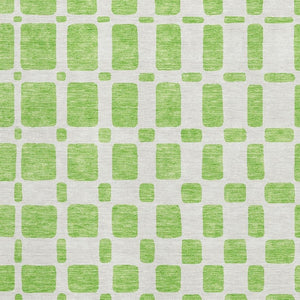 HomeRoots 9' X 12' Vibrant Lime Green & Ivory Geometric Area Rug with UV Protection for Easy Care & Style 669287