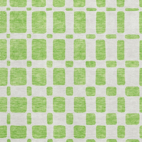 HomeRoots 9' X 12' Vibrant Lime Green & Ivory Geometric Area Rug with UV Protection for Easy Care & Style 669287