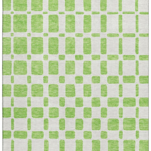 HomeRoots 9' X 12' Vibrant Lime Green & Ivory Geometric Area Rug with UV Protection for Easy Care & Style 669287