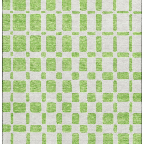 HomeRoots 9' X 12' Vibrant Lime Green & Ivory Geometric Area Rug with UV Protection for Easy Care & Style 669287