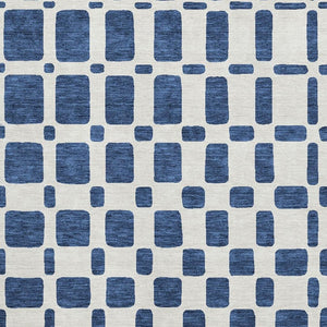 HomeRoots 10' Navy Blue & Ivory Geometric Area Rug - Washable, UV-Protected, Durable for High-Traffic Homes 669294