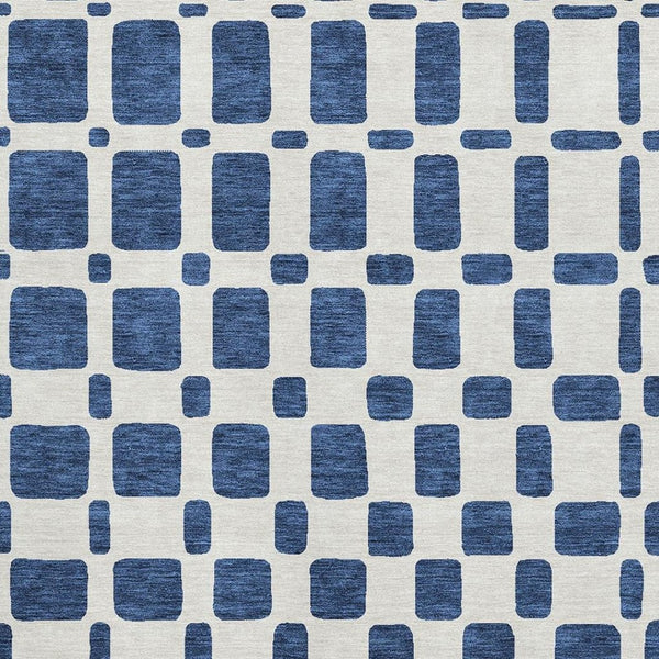 HomeRoots 10' Navy Blue & Ivory Geometric Area Rug - Washable, UV-Protected, Durable for High-Traffic Homes 669294