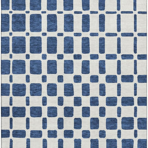 HomeRoots 10' Navy Blue & Ivory Geometric Area Rug - Washable, UV-Protected, Durable for High-Traffic Homes 669294