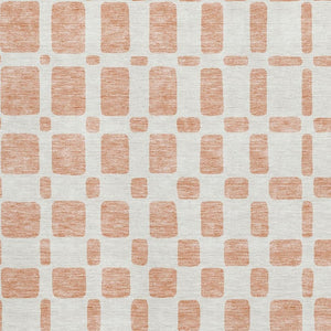 HomeRoots 5' X 8' Soft Peach and Ivory Geometric Area Rug - Durable, Washable, UV-Protected for Homes 669296