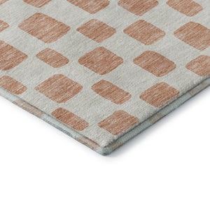 HomeRoots 8' X 10' Peach & Ivory Geometric Area Rug – Washable, UV Protected, Stain Resistant for Busy Homes 669298