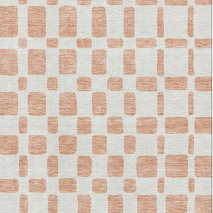 HomeRoots 8' X 10' Peach & Ivory Geometric Area Rug – Washable, UV Protected, Stain Resistant for Busy Homes 669298