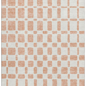 HomeRoots 8' X 10' Peach & Ivory Geometric Area Rug – Washable, UV Protected, Stain Resistant for Busy Homes 669298