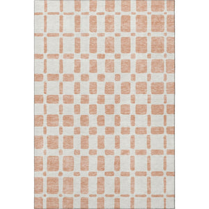 HomeRoots 9' X 12' Peach & Ivory Geometric Area Rug – Washable, UV Protected, Soft Polyester, Modern Style! 669299