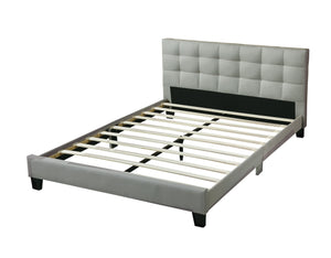 English Elm Contemporary Upholstered Queen Bed with Tufted Linen-Like Headboard, Slat Support, Modern Elegance Grey,Light Gray 62 L x 39 W x 5 H B011P243666
