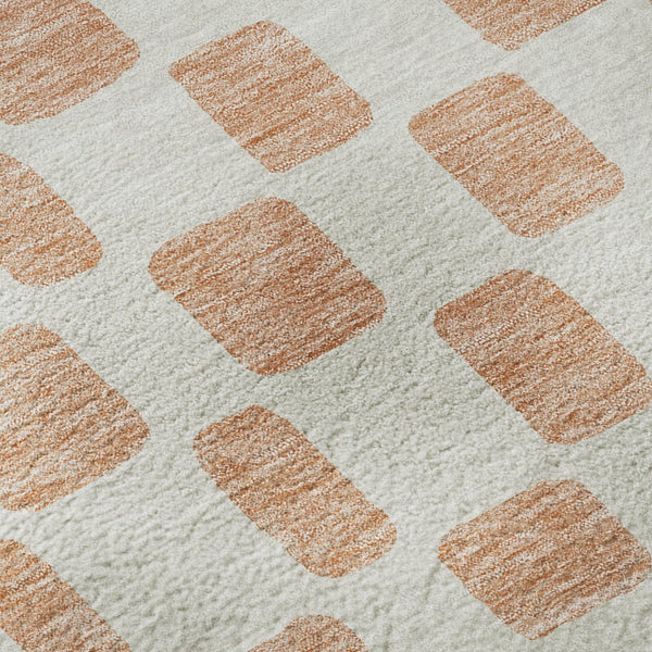 HomeRoots 10' X 14' Peach & Ivory Geometric Area Rug – Washable, Stain-Resistant, UV Protected for Active Homes 669300