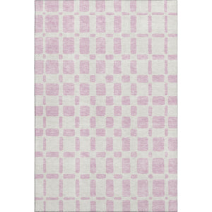 HomeRoots 9' X 12' Pink And Ivory Geometric Area Rug - Washable, UV Protected, Stylish & Durable for Homes 669305