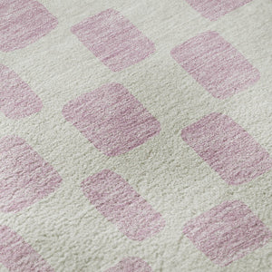 HomeRoots 9' X 12' Pink And Ivory Geometric Area Rug - Washable, UV Protected, Stylish & Durable for Homes 669305