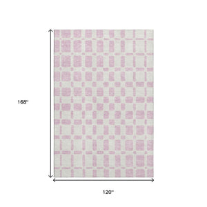 HomeRoots 10' Pink & Ivory Geometric Washable Area Rug with UV Protection - Perfect for Living Rooms & Playrooms 669306