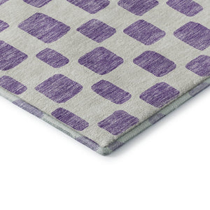 HomeRoots 8' Modern Geometric Purple & Ivory Washable Round Rug - Stain Resistant, UV Protected & Durable! 669309