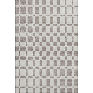 HomeRoots 5' X 8' Taupe & Ivory Geometric Area Rug – Washable, UV-Protected, Perfect for Families & Pets! 669314