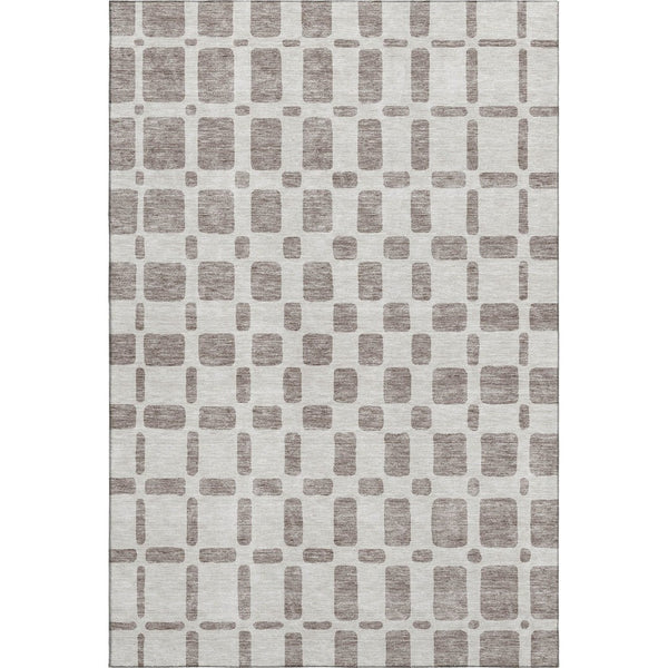 HomeRoots 9' X 12' Taupe & Ivory Geometric Washable Area Rug with UV Protection – Durable, Stylish, Easy Care! 669317
