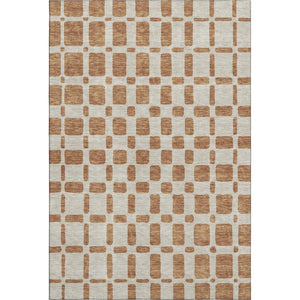 HomeRoots 8' X 10' Stylish Terra Cotta & Beige Geometric Washable Area Rug with UV Protection & Stain Resistance 669328