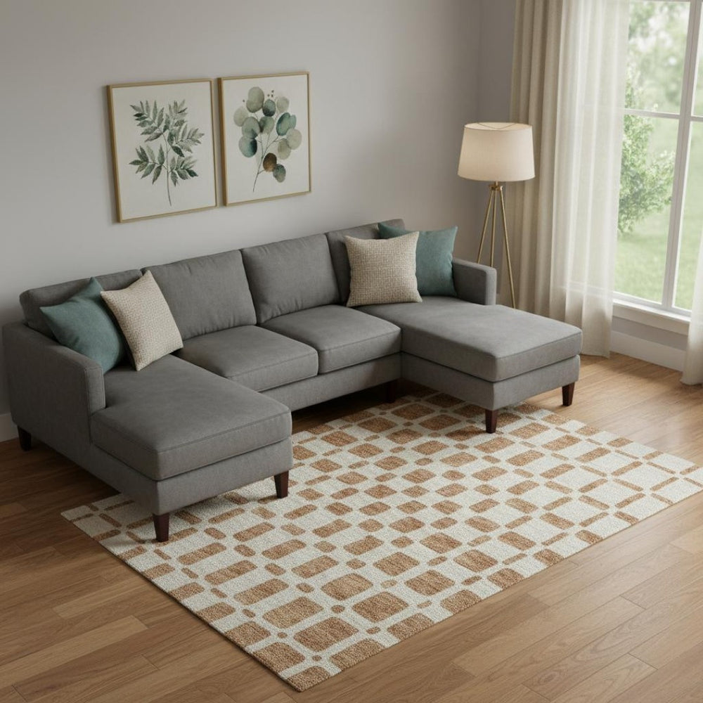 HomeRoots 8' X 10' Stylish Terra Cotta & Beige Geometric Washable Area Rug with UV Protection & Stain Resistance 669328
