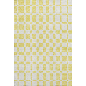 HomeRoots 9' X 12' Vibrant Yellow & Beige Geometric Area Rug - Washable, UV-Protected, Perfect for Families! 669335