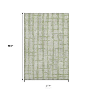 HomeRoots 10' Artichoke Green & Beige Striped Washable Area Rug – Durable, Stain-Resistant, UV Protected Style 669342