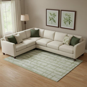 HomeRoots 10' Artichoke Green & Beige Striped Washable Area Rug – Durable, Stain-Resistant, UV Protected Style 669342