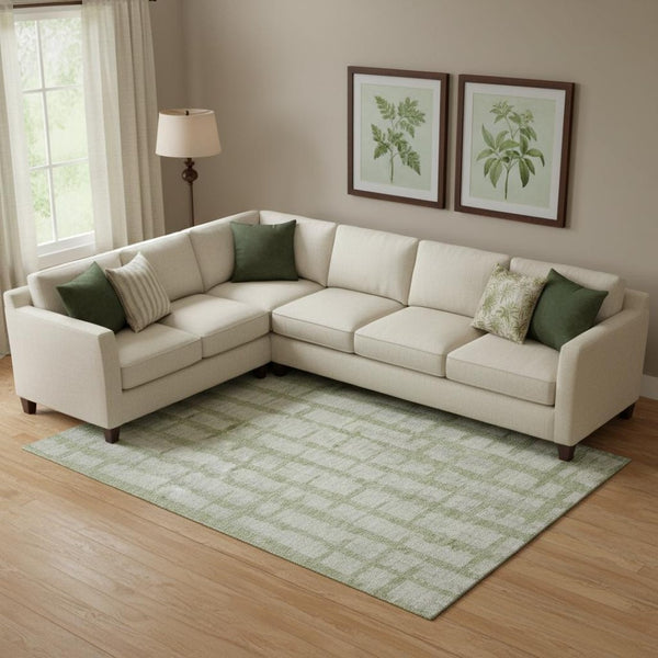 HomeRoots 10' Artichoke Green & Beige Striped Washable Area Rug – Durable, Stain-Resistant, UV Protected Style 669342