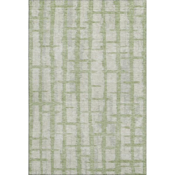 HomeRoots 10' Artichoke Green & Beige Striped Washable Area Rug – Durable, Stain-Resistant, UV Protected Style 669342