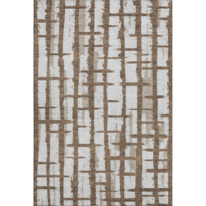 HomeRoots 10' Chocolate Beige Striped Washable Area Rug - UV Protected, Stain Resistant, Durable for Family Life 669354