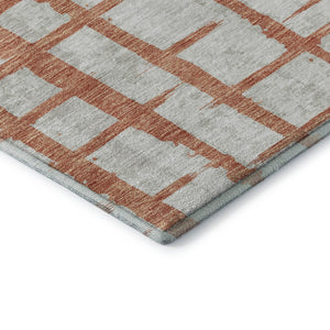 HomeRoots 8' x 10' Coral and Beige Striped Washable Area Rug with UV Protection for Busy Homes & Pets 669358