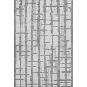 HomeRoots 5' x 8' Gray & Silver Striped Washable Area Rug with UV Protection - Stylish, Durable, Easy Care! 669362