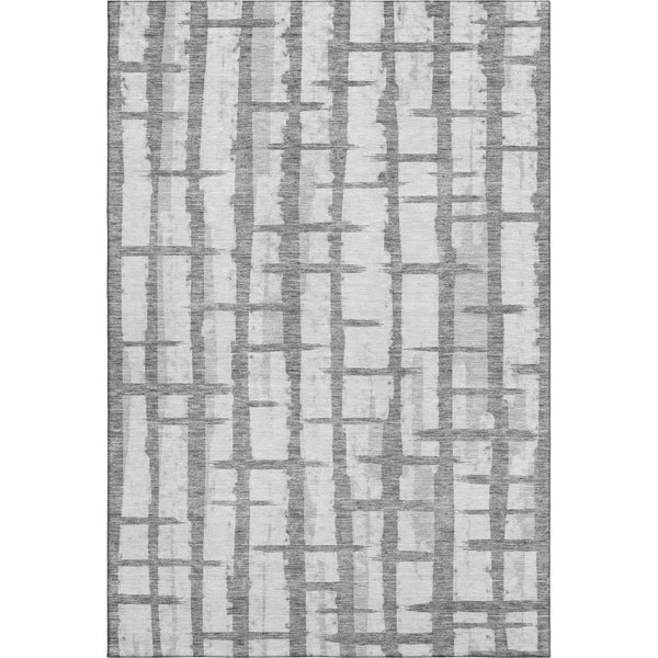 HomeRoots 5' x 8' Gray & Silver Striped Washable Area Rug with UV Protection - Stylish, Durable, Easy Care! 669362