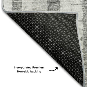 HomeRoots 5' x 8' Gray & Silver Striped Washable Area Rug with UV Protection - Stylish, Durable, Easy Care! 669362